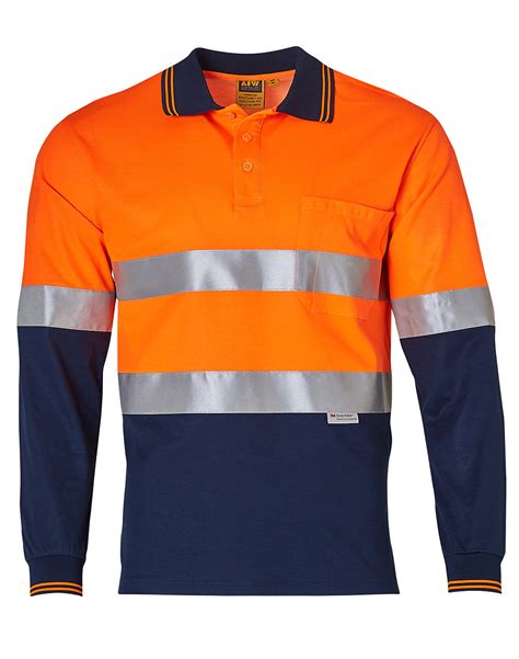 Hi Vis Long Sleeve Polo | Hi Vis Orange Polo | MensCooldry Hi-Vis Long ...