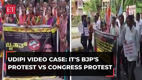 Udupi Video Case Bjp Congress Protest Against Each Other Over Alleged