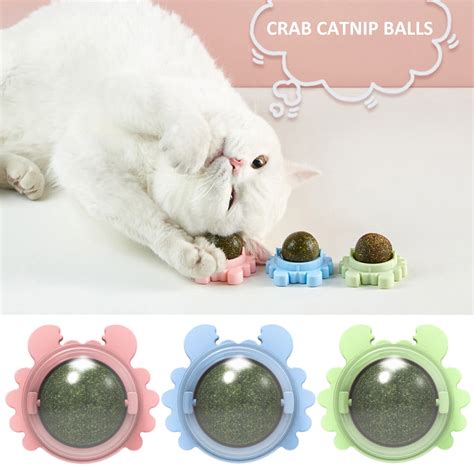 Catnip Wall Ball Edible Cat Nip Licking Balls Rotatable Catnip Roller