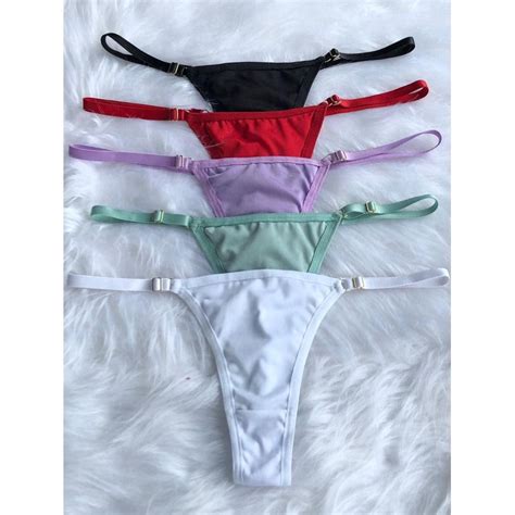 Kit 10 Calcinhas Fio Dental em Microfibra e Alças Reguláveis String Lingerie Feminina Moda