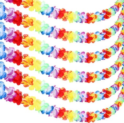 Amazon Aneco 6 Packs Colorful Hawaiian Luau Tropical Flower Lei