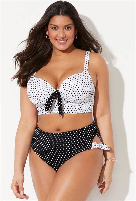 Confidante Dotted Bra Sized Underwire Bikini Swimsuits For All One