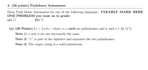 Solved Points Pushdown Automaton Draw Push Down Chegg