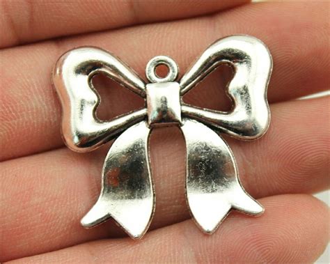 Wysiwyg 3pcs 32x36mm Antique Silver Big Bow Charm Big Bow Pendant Metal