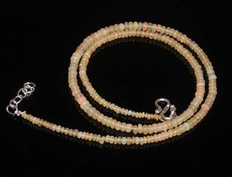 Ethiopian Opal Smooth Rondell Beads Gemstone Necklace Of Different