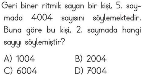 Y Zer Ve Biner Sayma Ritmik Sayma Test Z S N F Matematik Testleri