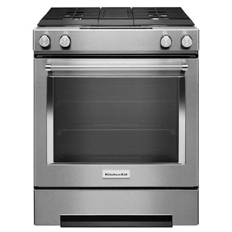 Kitchenaid Ksdg950ess 30 Inch 4 Burner Dual Fuel Downdraft Slide In Range Ksdg950ess