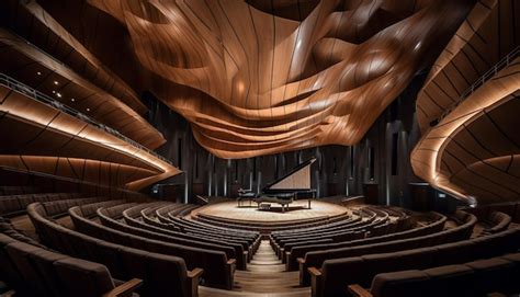 Premium Photo Modern Auditorium With Illuminated Stage Empty Chairs