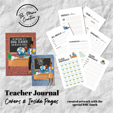 Teacher Journal Planner Templates Fully Editable Canva Bemoore Creative