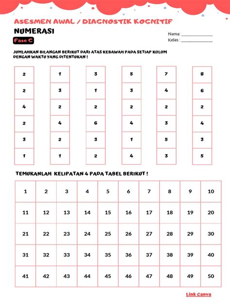 Asesmen Diagnostik Kognitif Numerasi Fase C Pdf