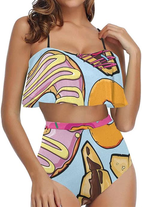 Amazon InterestPrint Women Flounce High Waisted Bikini Set Two