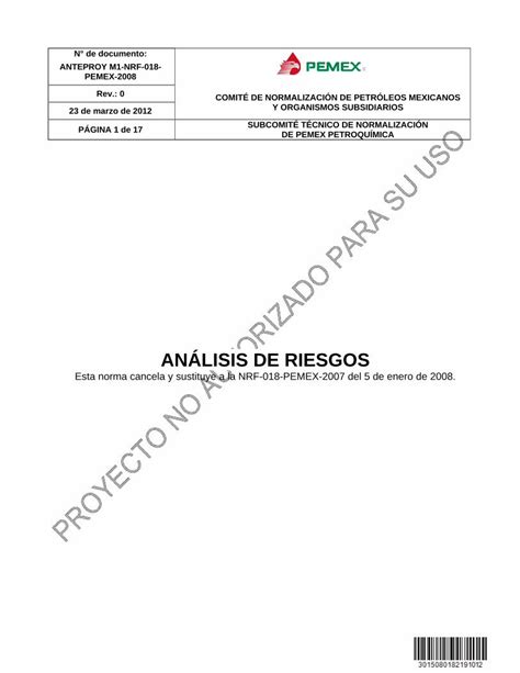 PDF PROY NRF 018 PEMEX 2008 Análisis de riesgo DOKUMEN TIPS