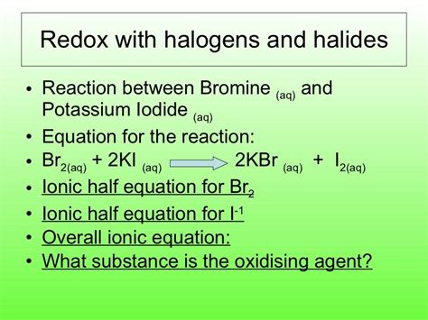 Lesson 2 Halide Halogen Displacement Reactions.