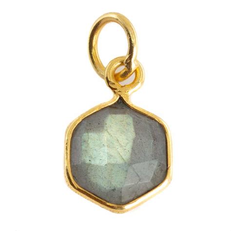 Gemstone Pendant Labradorite Hexagon Gold Plated 8 Mm Zenvol Europe