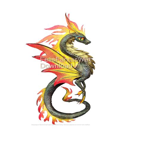 Fire dragon. Fantasy art print. Downloadable arts with drago - Inspire ...