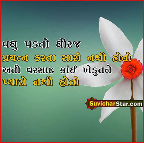 Gujarati Suvichar વધુ પડતો ધીરજ પ્રયત્ન કરતા સારો નથી હોતો અતિ વરસાદ ક