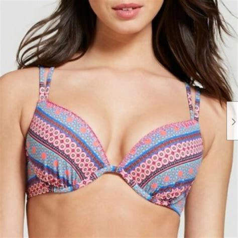 Shade And Shore Swim Shell Pushup Strappy Back Bikini Top