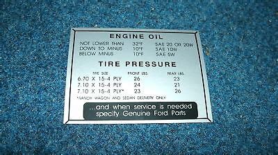 Ford Car Glove Box Tire Pressure Decal Sticker Ebay