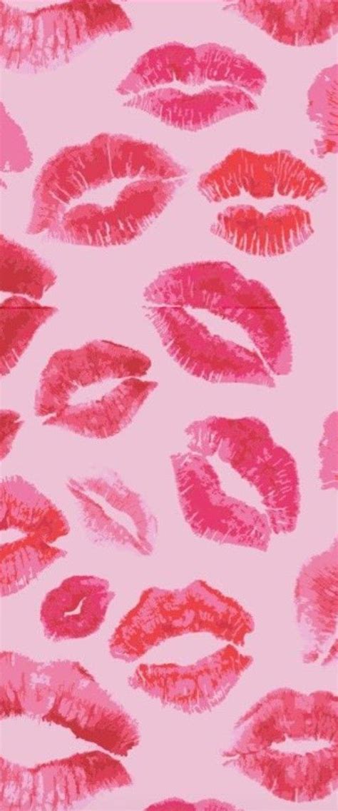 Pink Lipstick Kisses Wallpaper