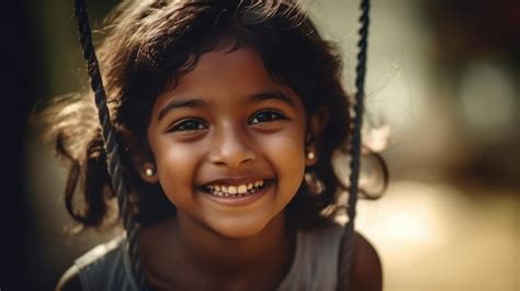 Premium Photo | Close up smiling face young indian girl playing on a ...