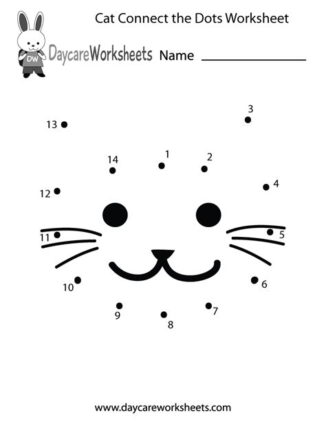 Free Printable Cat Connect the Dots Worksheet for Preschool