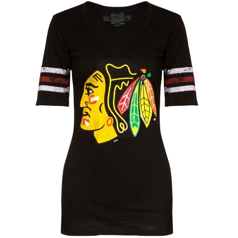 Chicago Blackhawks Women S V Neck Tee By Retro Brand