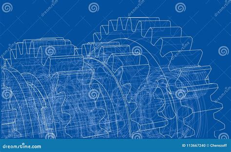 Gearbox Sketch 3d Illustration Stock Illustration Illustration Of