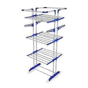 Aoum Heavy Duty Rust Free Stainless Steel 4 Tier Jumbo Cloth Drying