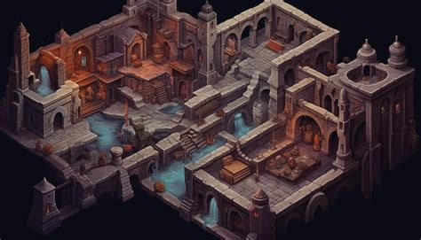 Premium Ai Image A Dungeons And Dragons Isometric Dungeon Map