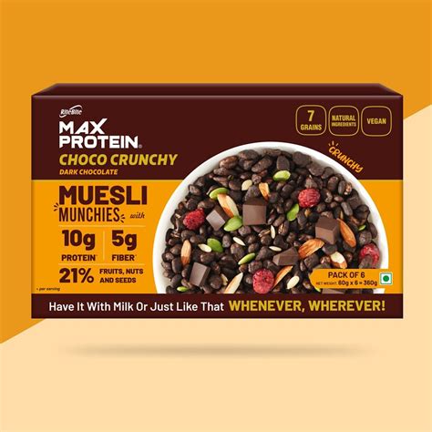 Ritebite Max Protein Double Protein Choco Crunch Muesli Munchies G