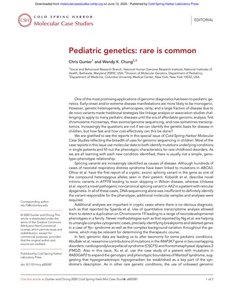 Pdf Pediatric Genetics Rare Is Common