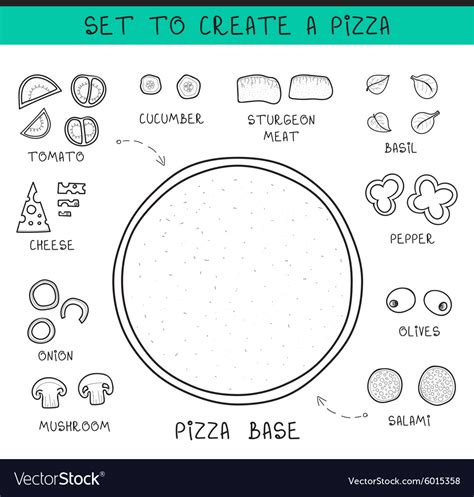 Template doodle set ingredient to build pizza Vector Image