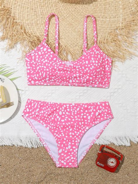 Shein Conjunto De Bikini Estampado D Lmata Para Ni A Preadolescente