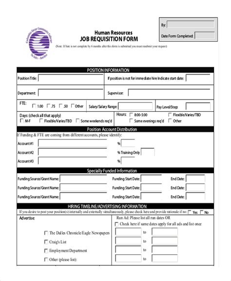 Employee Requisition Form Template DocTemplates