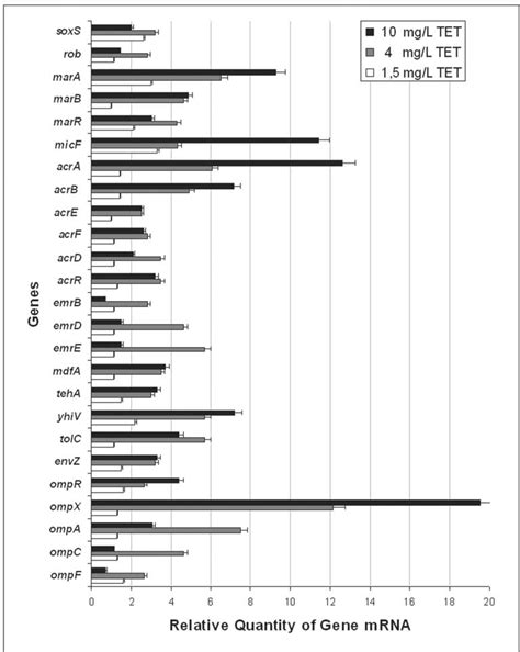 Relative expression of outer membrane proteins, regulators and inner ...