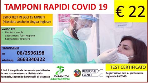 Tampone Rapido Antigienico Covid E Test Sierologico Covid Senza Ricetta