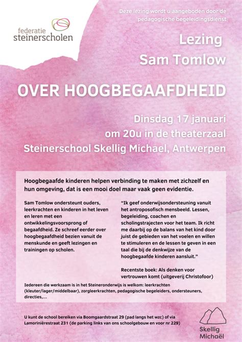 Lezing Sam Tomlow Over Hoogbegaafdheid Federatie Steinerscholen