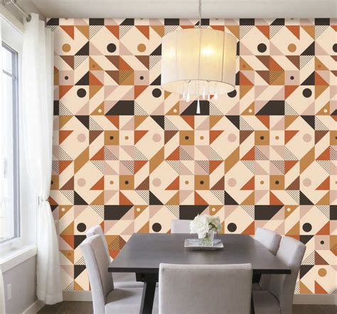 Papier Peint Moderne Patchwork Brun TenStickers