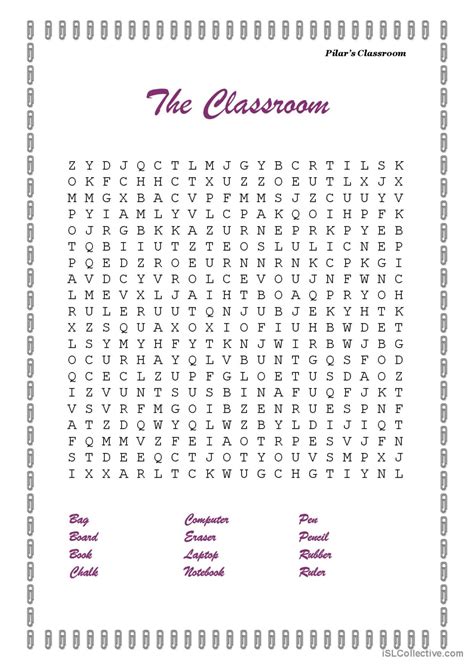 The Classroom Word Search English Esl Worksheets Pdf And Doc