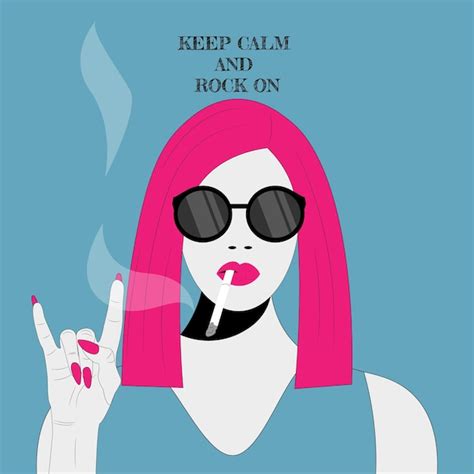 Premium Vector Cartoon Illustration Smoking Girl Holding Rock And