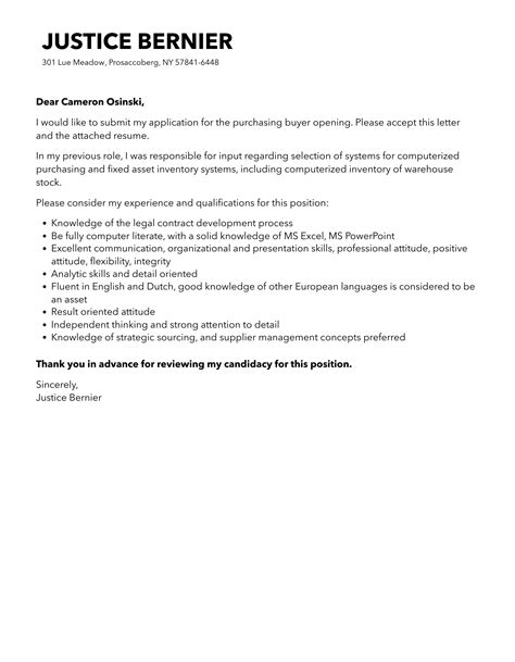 Purchasing Buyer Cover Letter Velvet Jobs