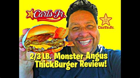 Carls Jr 2 3 LB MONSTER ANGUS THICKBURGER REVIEW YouTube