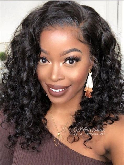 Bomb Gorgeous Bouncy Curly 360 Frontal Wig Indian Remy Human Hair Short Wavy Hair Short Hair