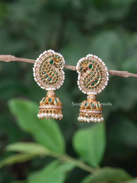 Grand Matte Finish Bird Design Jhumkas South India Jewels