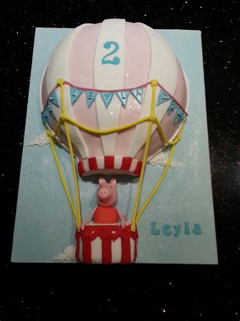 Peppa Pig In A Hot Air Balloon Balloons Nd Birthday Cake Design
