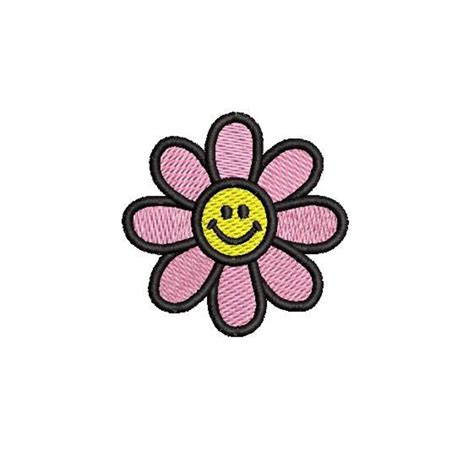 Smiley Flower Embroidery Design Embroidery File Digital Design Instant