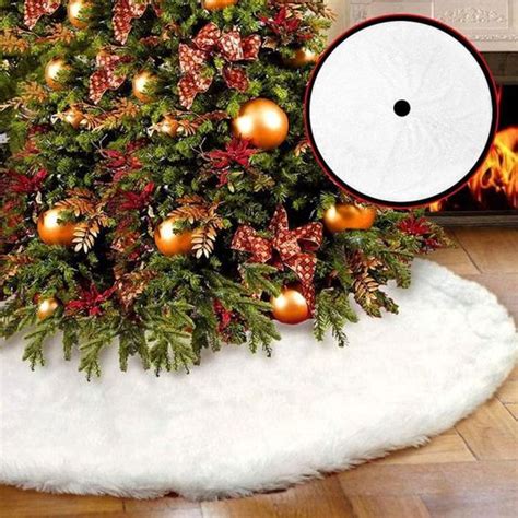 Tapis de Sapin de Noël Jupe de sapin de Noël en Peluche Neige Très