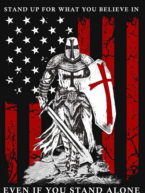 Knight Templar Crusader Warrior American Flag T Shirt Unisex T