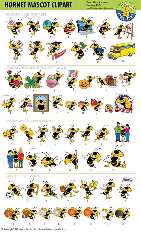 Hornet Mascot Clipart Set - Mascot Junction