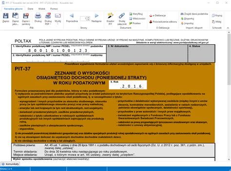 PIT 37 Przez Internet E Deklaracje PIT 37 Zeznania PIT Druki